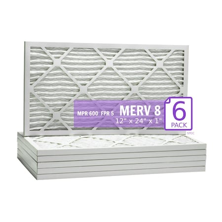 Purolator 12x24x1 Pleated Air Filter, MERV 8, 6 PK 12x24x1x1 DM (6 Pack)